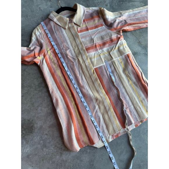 Soft Surroundings Maddalena Popover Tunic Blouse Metallic Stripe Boho sz PS - Picture 4 of 7